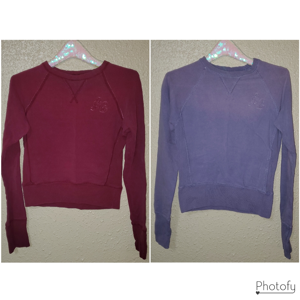 2 Women's American Eagle Soft Sweaters - Burgundy Red & Purple Ombre